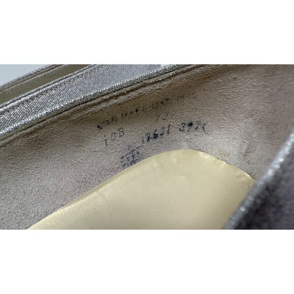 Vintage 60s Qualicraft Silver Lame Metallic Mod Slip On 10B Low Block Heel - Picture 7 of 9